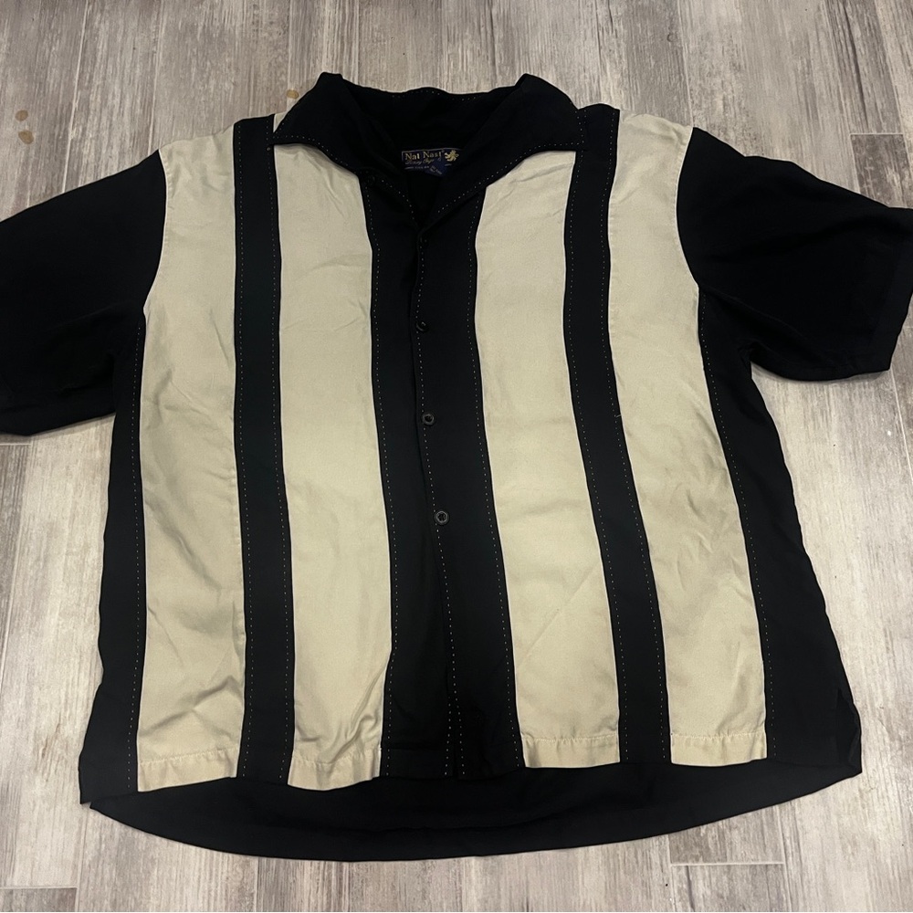 Nat Nast Bowling Shirt Men Xxl Black Silk Tony Soprano Original Luxury